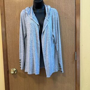 Retrology Hooded Open Front Cardigan Sweater gray women’s size large